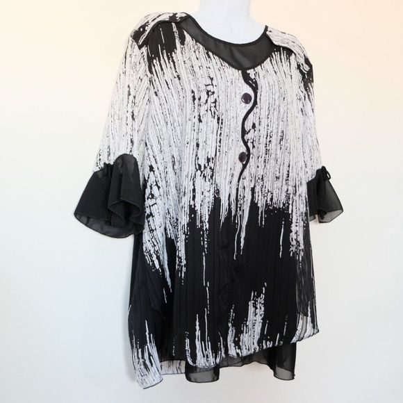 Elegant Black and White Women's Blouse - Picture 1 of 9